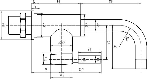 1 Tap Hole Wall Mounted Basin Tap. additional image