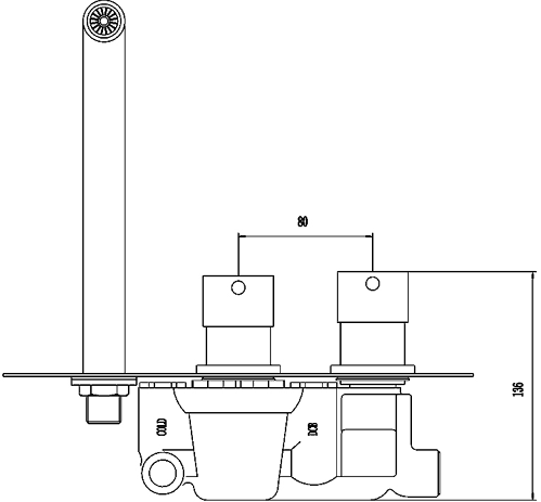 Wall Mounted Thermostatic Basin Tap (Chrome). additional image