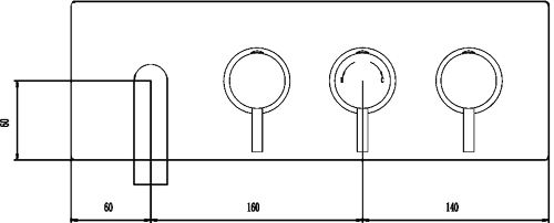 Wall Mounted Thermostatic Triple Bath Filler Tap (Chrome). additional image