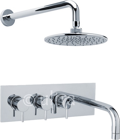 Thermostatic Triple Bath Filler Tap With Shower Head & Arm. additional image
