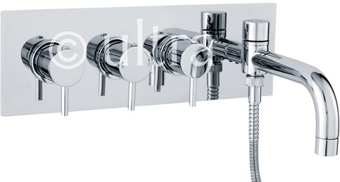 Wall Mounted Thermostatic Triple Bath Filler Tap With Diverter. additional image