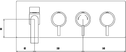 Wall Mounted Thermostatic Triple Bath Filler Tap With Diverter. additional image