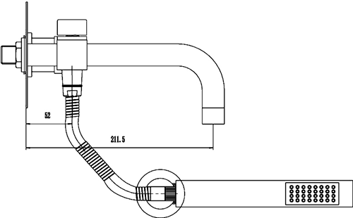 Wall Mounted Thermostatic Triple Bath Filler Tap With Diverter. additional image