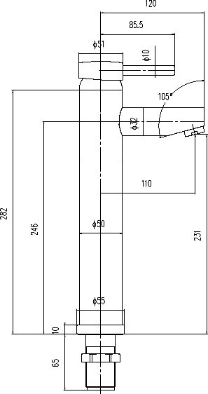 High Rise Basin Mixer Tap (Chrome). additional image