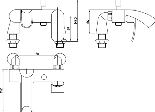 Waterfall Bath Shower Mixer Tap With Shower Kit. additional image