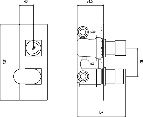 3/4" Twin Thermostatic Shower Valve With Diverter. additional image