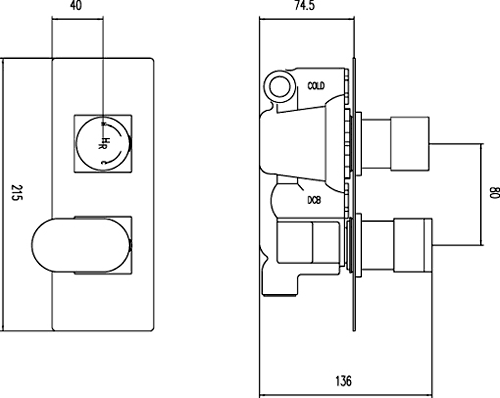 Twin Concealed Thermostatic Shower Valve (Chrome). additional image