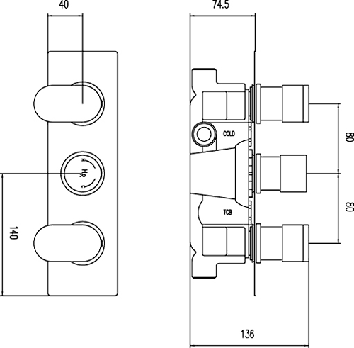 Triple Concealed Thermostatic Shower Valve (Chrome). additional image