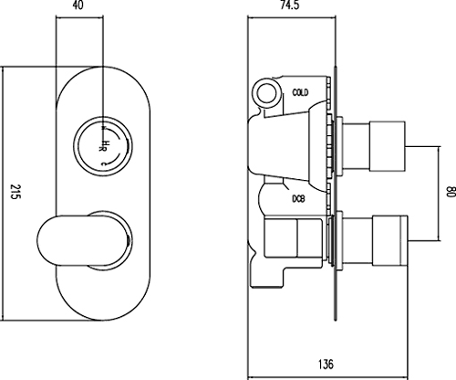 Twin Concealed Thermostatic Shower Valve (Chrome). additional image