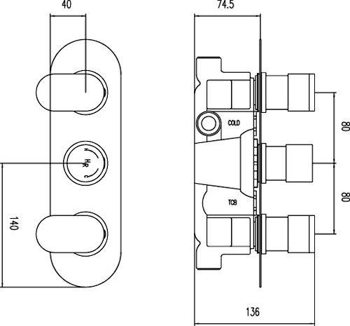 Triple Concealed Thermostatic Shower Valve (Chrome). additional image