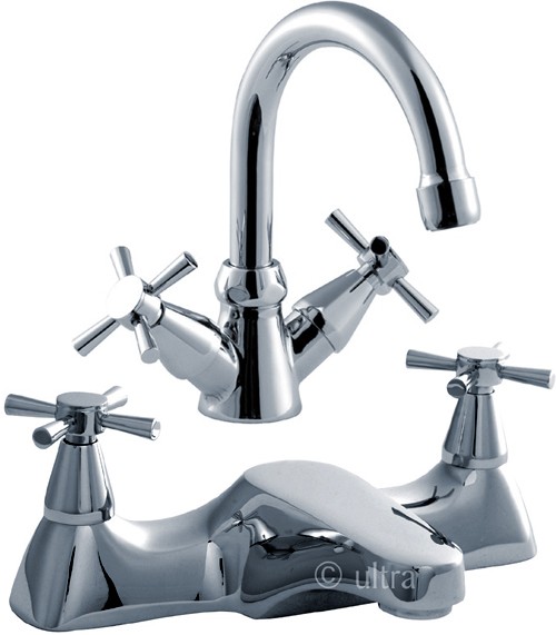 Basin Mixer & Bath Filler Tap Set (Chrome). additional image