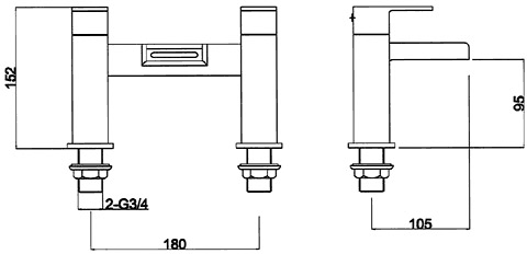 Waterfall Bath Filler Tap (Chrome). additional image