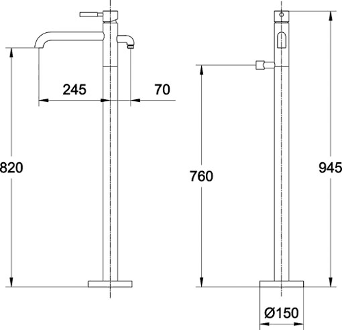 Freestanding Bath Shower Mixer Tap (Chrome). additional image