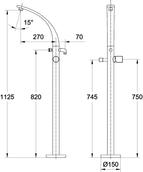 Freestanding Bath Shower Mixer Tap (Chrome). additional image