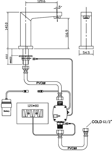 Electronic Basin Sensor Tap (Battery Powered). additional image