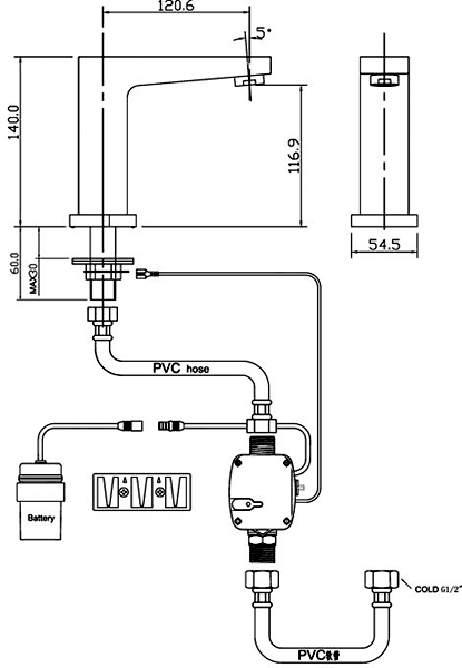 Touch Sensor Basin Tap (Battery Powered). additional image