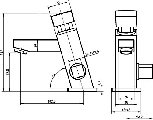 Non Concussive Basin Mixer Tap (Chrome). additional image