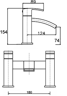 Waterfall Bath Filler Tap (Chrome). additional image