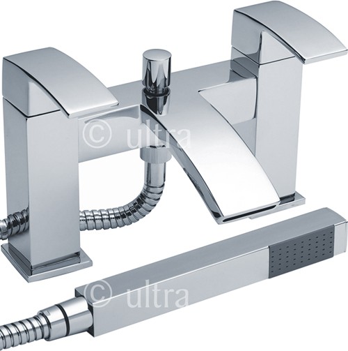 Waterfall Bath Shower Mixer Tap With Shower Kit (Chrome). additional image