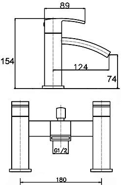 Waterfall Bath Shower Mixer Tap With Shower Kit (Chrome). additional image