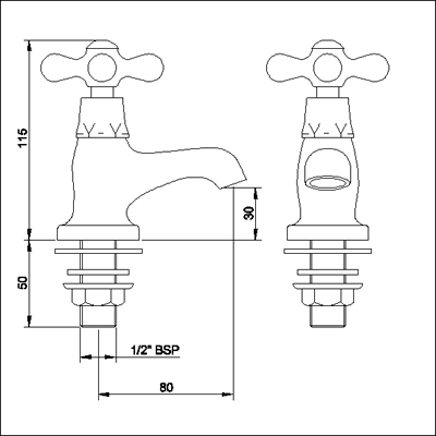 Basin Taps (Pair, Chrome) additional image