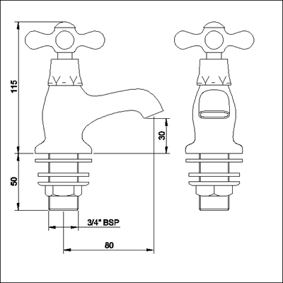 Bath Taps (Pair, Chrome) additional image