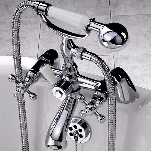 Bath Shower Mixer with Small Handset (Chrome) additional image