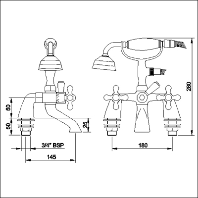 Bath Shower Mixer with Large Handset (Chrome) additional image