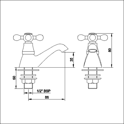 Basin Taps (Pair, Chrome) additional image