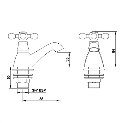 Bath taps (Pair, Chrome) additional image