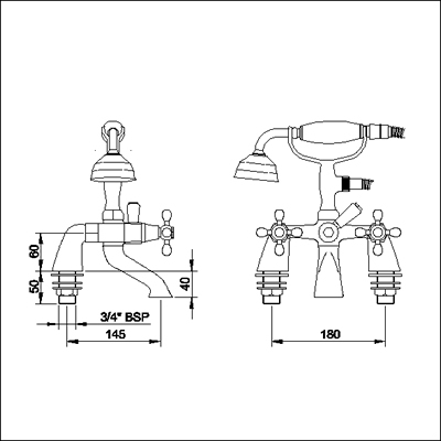 Bath Shower Mixer with Large Handset (Chrome) additional image