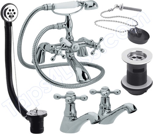 Mixer Pack (Small Handset)  With Basin Taps and Wastes. additional image