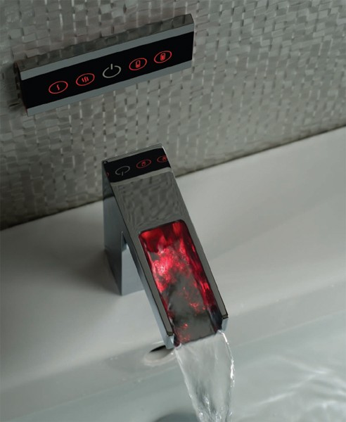 LED Waterfall Basin Tap With Wall Mounted Control Panel. additional image