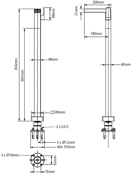 Waterfall Basin Tap With Stand Pipe (Chrome). additional image