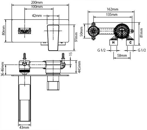 Wall Mounted Waterfall Basin Tap (Progressive, Chrome). additional image