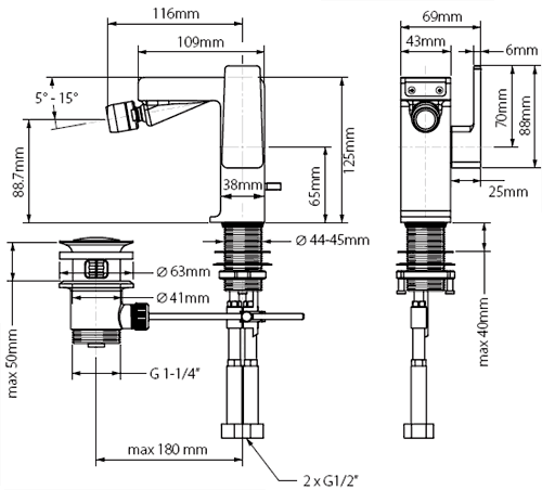 Bidet Tap (Chrome). additional image