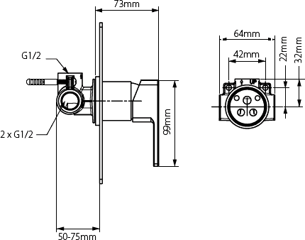 Concealed Shower Valve (Chrome, Manual). additional image