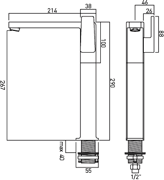 High Rise Basin Tap (Chrome). additional image