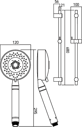 Slide Rail Kit With 5 Function Shower Handset (Low Pressure). additional image