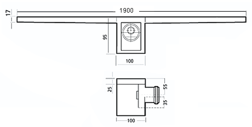 Rectangular Wetroom Shower Drain With Side Outlet. 1900mm. additional image