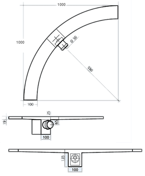 Quadrant Wetroom Shower Drain With Side Outlet. 1000mm. additional image