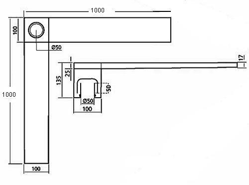 Wetroom Corner Shower Drain With Side Outlet. 1000mm. additional image