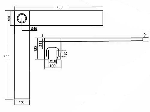 Wetroom Corner Shower Drain With Side Outlet. 700mm. additional image