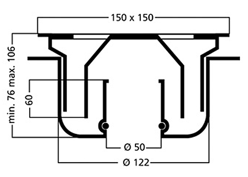 Stainless Steel Gully With Bottom Outlet. 150x150mm additional image