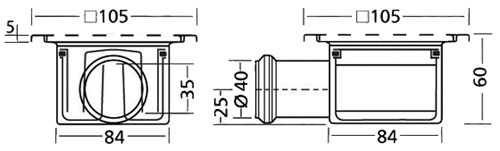 Stainless Steel Gully With Side Outlet. Low Profile.105x105x60mm additional image