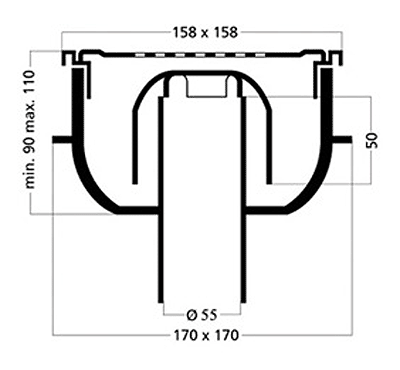 Wetroom Gully, Stainless Steel Grate, Bottom Outlet. 158mm additional image