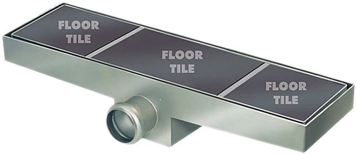 Stainless Steel Wetroom Tile Channel With Side Outlet. 1020mm. additional image