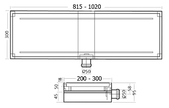 Stainless Steel Wetroom Tile Drain With Frame. 1020x200mm. additional image