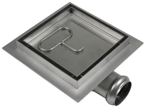 Stainless Steel Wetroom Tile Drain With Frame. 100x100mm. additional image