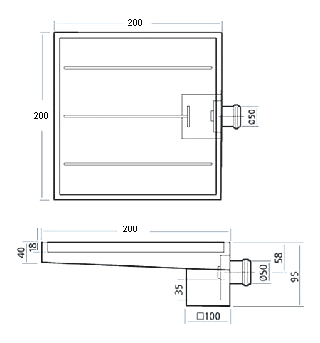 Stainless Steel Wetroom Tile Gully With Side Outlet. 200mm. additional image